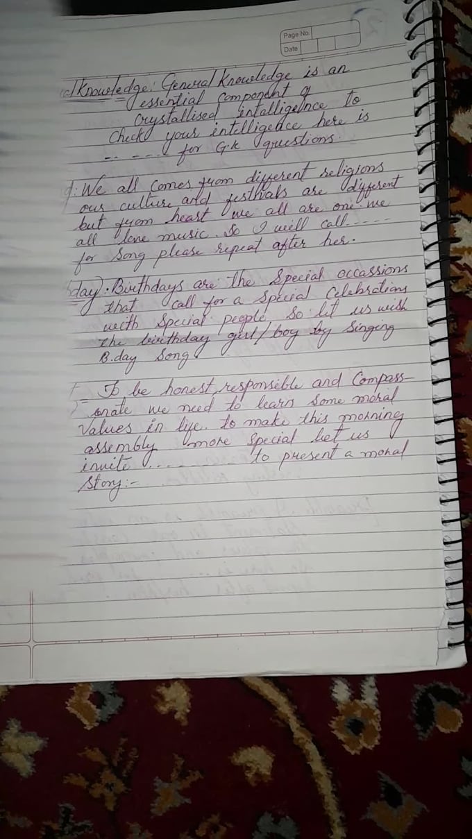 handwrite content in english and urdu languages cursive