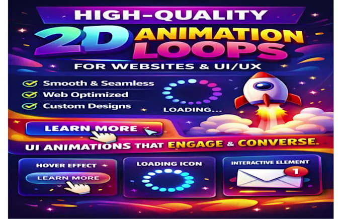 make high quality 2d animation loops for websites and UI UX