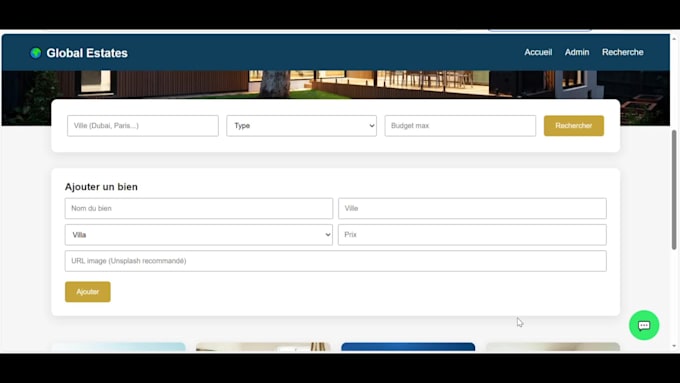a modern real estate website, dynamic system plus admin