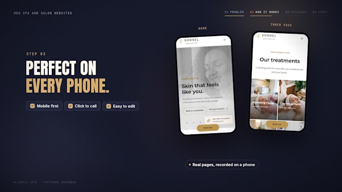 design med spa website, salon website or spa website with online booking