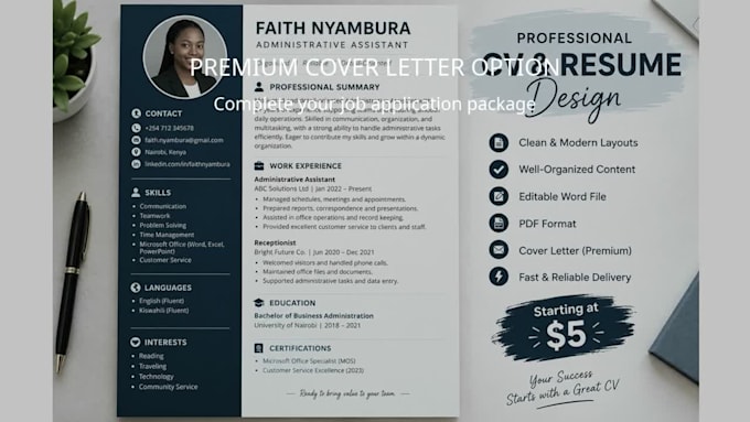 create a professional CV or resume