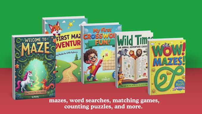 design kids activity book interior and cover for amazon KDP