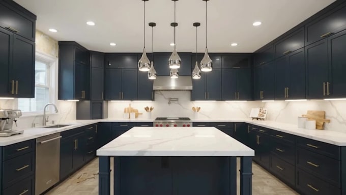 do 3d kitchen design, kitchen remodel and cabinet layout with 3d renders