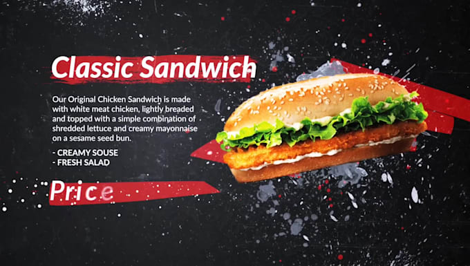 create a digital restaurant menu video for TV screens or ads