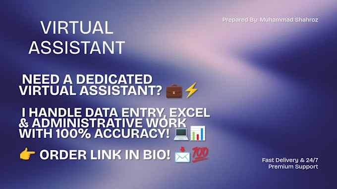 be your professional virtual assistant for data entry and excel work