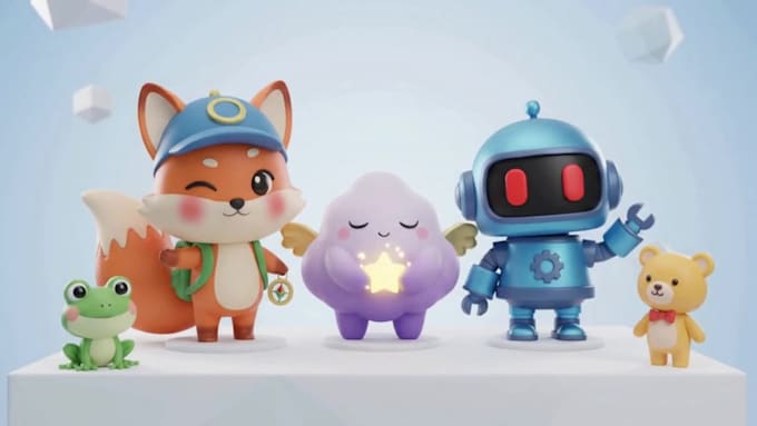 make cute 3d chibi character model, stylized cartoon mascot for 3d printing