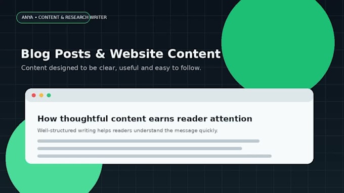 write well researched articles reports and content