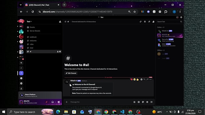 develop a custom discord bot with ai integration