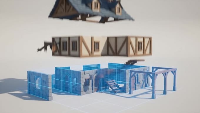 create low poly 3d game environments, maps, scenes, game worlds, modular assets