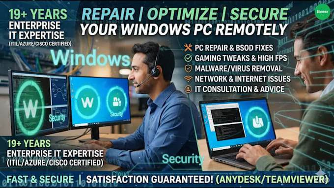 repair, optimize, and secure your windows PC or laptop remotely