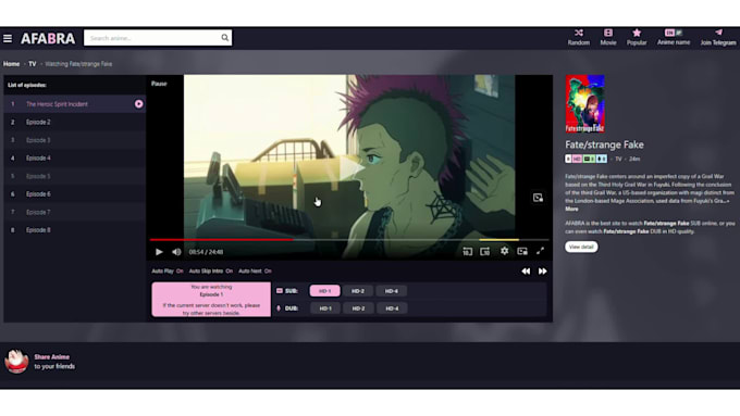 build an anime streaming website