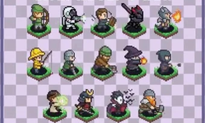do 2d pixel character animation, sprite sheet, tileset, aseprite for video game
