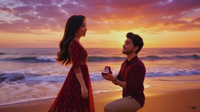 3d pixar style custom  animated love story or proposal video