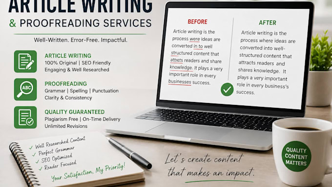 write and proofread articles and blog content
