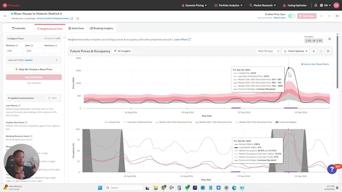 set up and maintain dynamic pricing software for your short term rental