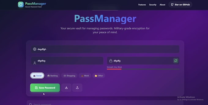 build a professional react js password manager web application