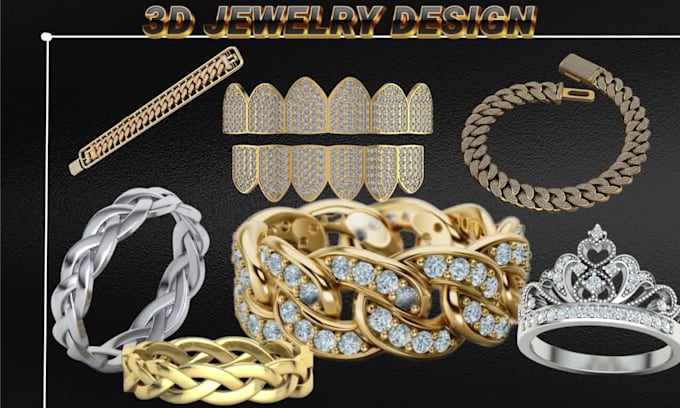 3d cad jewelry design, 3d necklace, bracelet, 3d pendant, 3d grillz, cuban chain