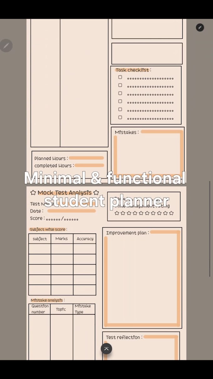 design minimal and functional student study planner PDF