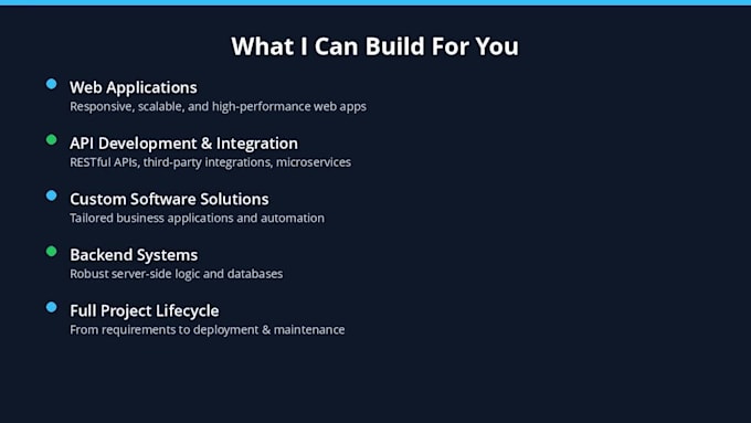 develop professional custom software and full stack web applications