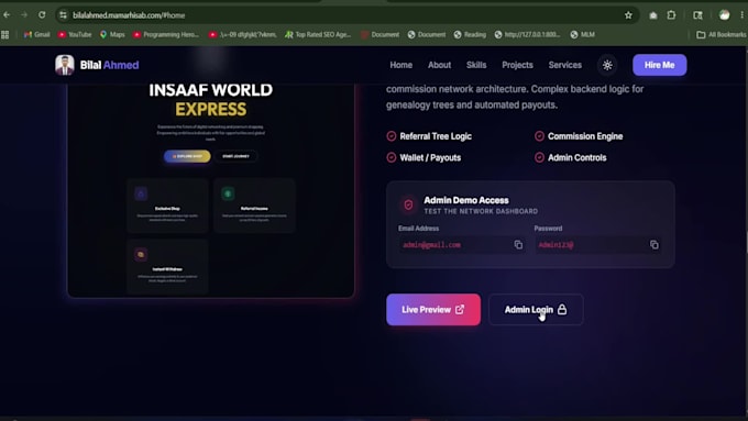 build a laravel admin dashboard and custom web app