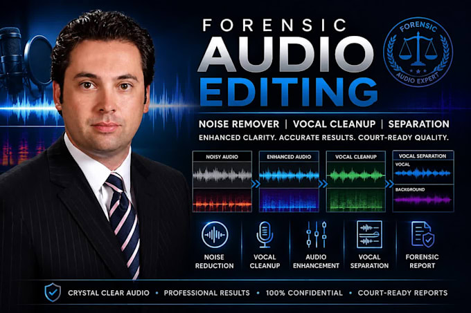 do forensic audio editing, noise remover, vocal cleanup and separation