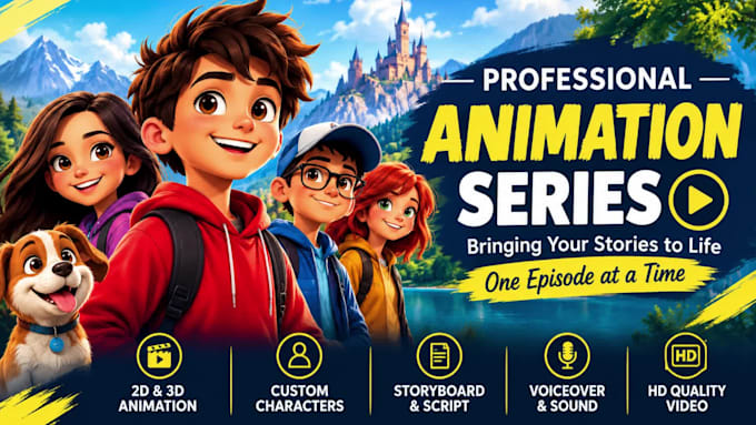 create professional 2d or 3d cartoon animation series for youtube