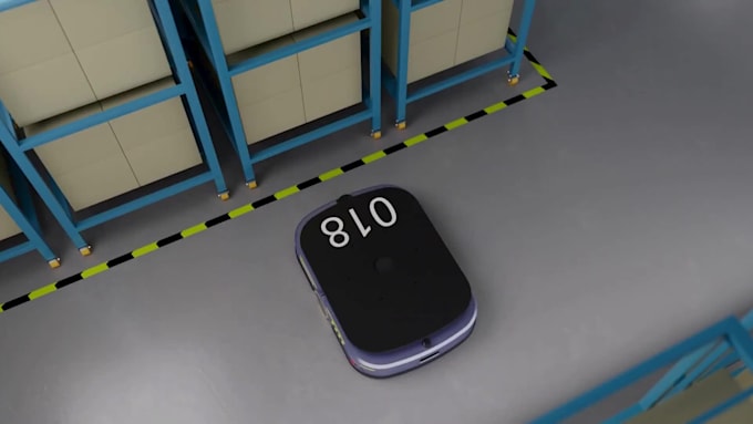 create 3d industrial animation robotic warehouse automation conveyor system