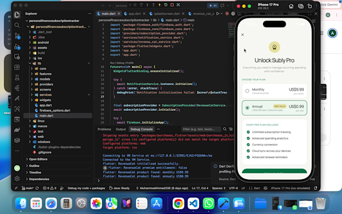 develop a professional flutter app for android and ios