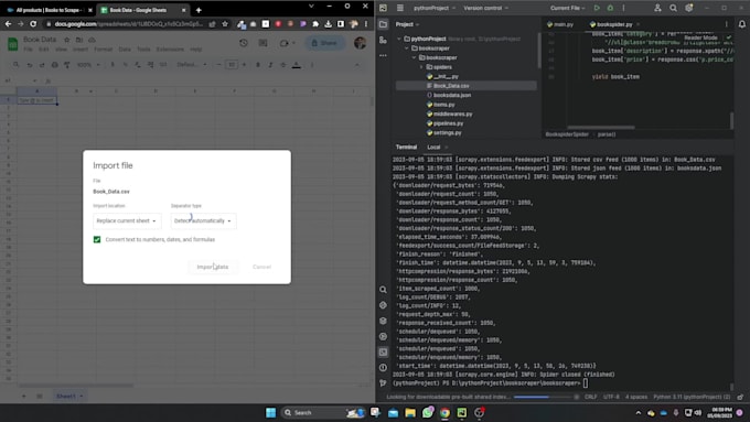 do python programming or build a web scraper