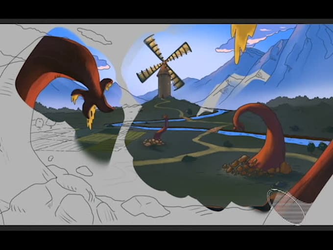 draw environment art in fantasy, sci fi, medieval style