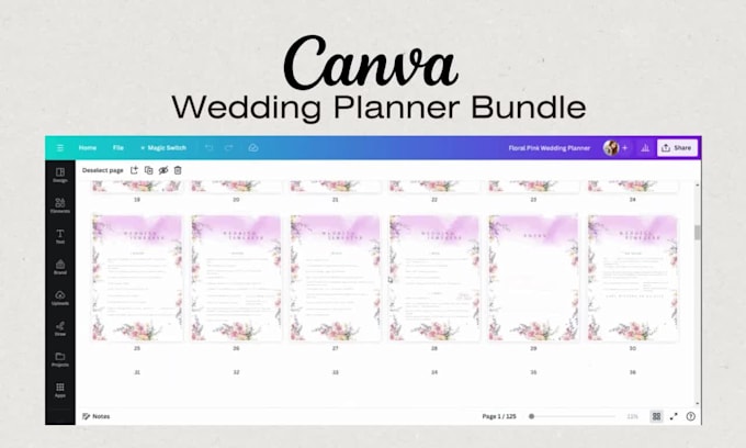 provide wedding planner canva bundle
