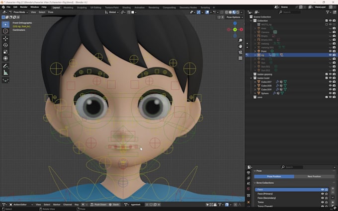 rig your character or props in bleder