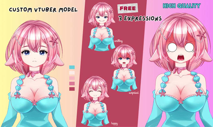 design custom live2d vtuber model and rigging vtube studio