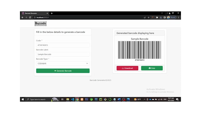 develop a barcode generator for your stock system