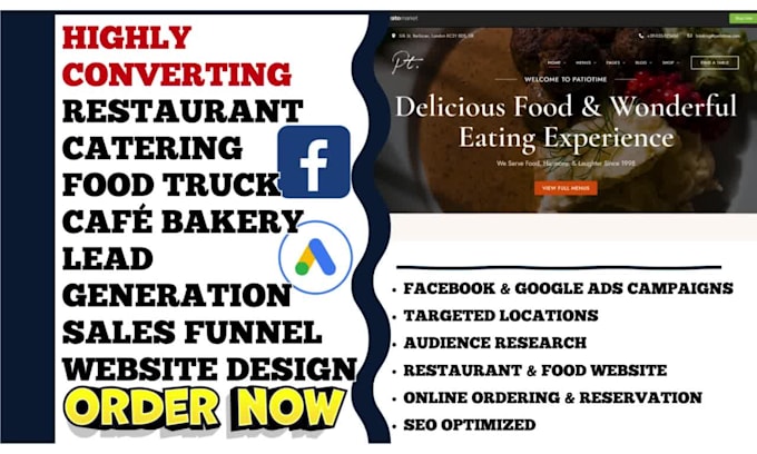 generate restaurant catering café fast food bakery leads and website
