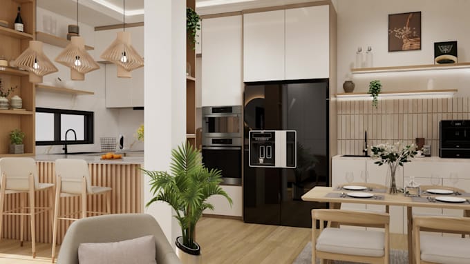 provide interior design with 3d models, and renders