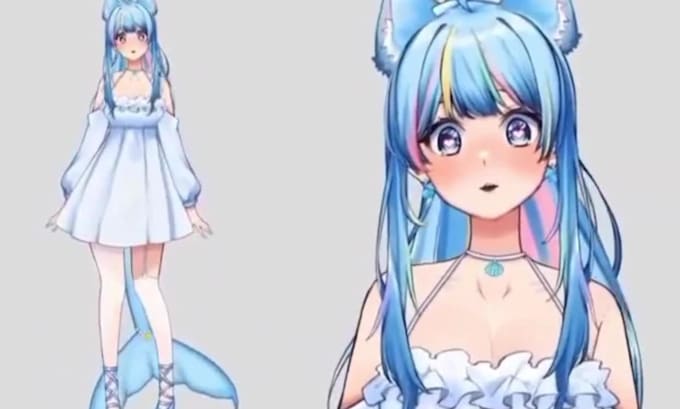 draw live2d vtuber model, pngtuber in anime art style, ready to rig free emotes