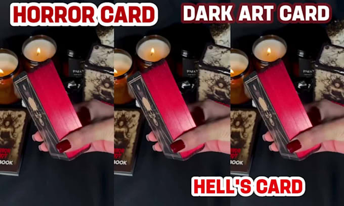do dark art tarot, zodiac tcg layout, devil themed deck with guidebook and box
