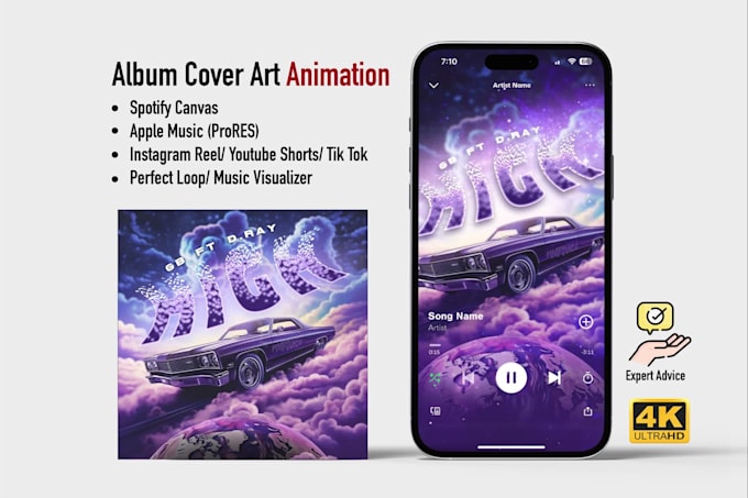 animate stunning album cover for your spotify canvas