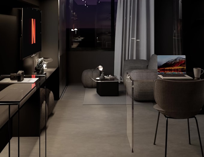 create interior and exterior hyperrealistic 3d render in 48h