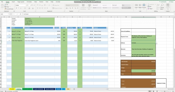 Design excel costing quote and invoice template by Qamarsuleman | Fiverr