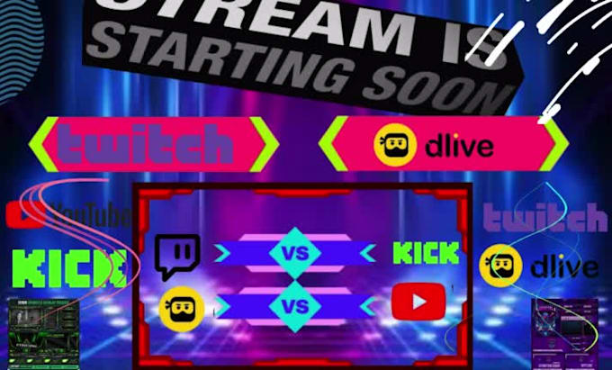 do dlive, twitch or kick animated overlay offline banner and panel series