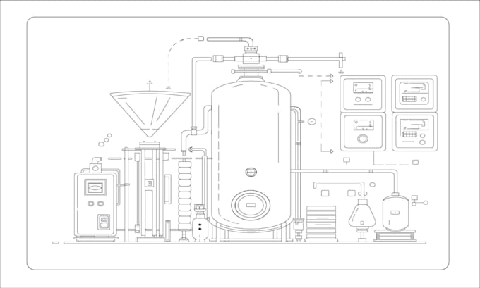 draw technical illustration, product vector line art ,instruction manual design