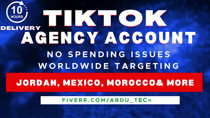Hot Deals! I will create tik tok agency ads account tik tok agency account in 10 hours  for $10