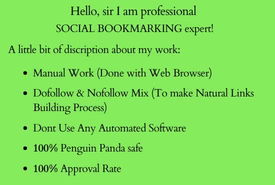 create manually high quality 50 social bookmarks backlinks