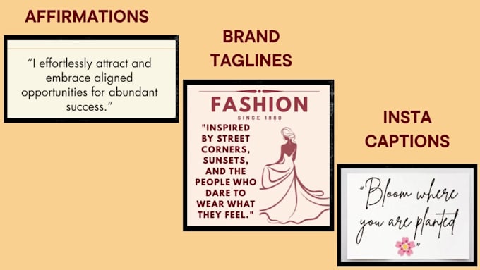 write captions, affirmations and brand taglines that will hook your audience