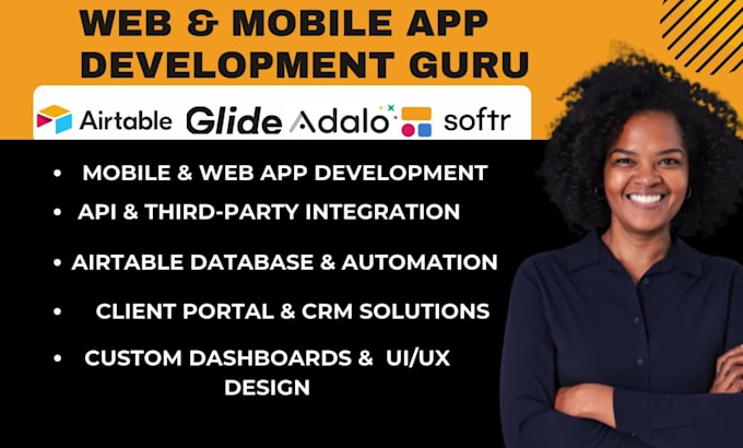 be your glide adalo app expert developer softr airtable automation flutter flow