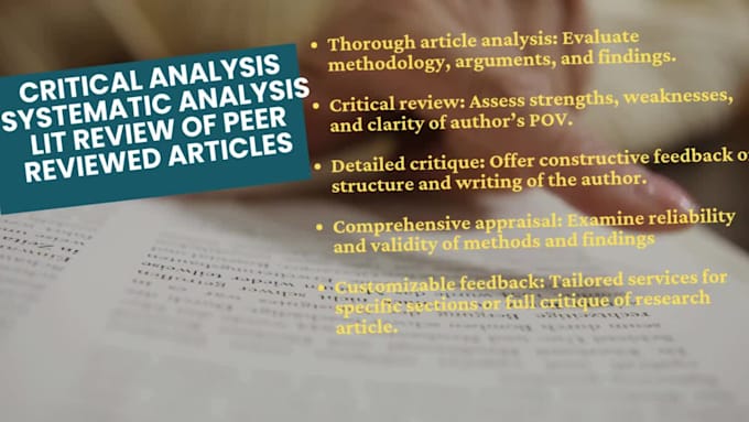 expert review lit, critique, analyze, appraise urgent peer articles