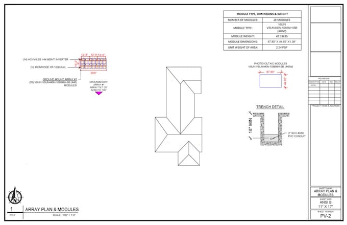 design complete solar permit plan set for ground mount pv system