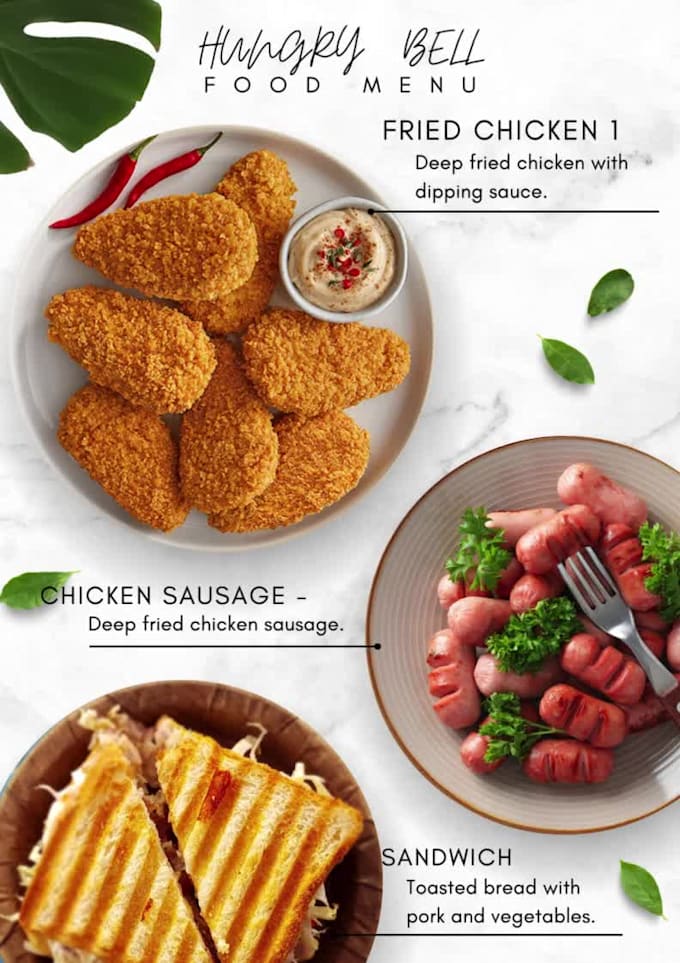 do restaurant  menu design , food menu and digital manu